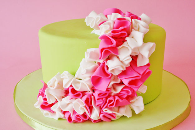 Pink and Green Birthday Cake