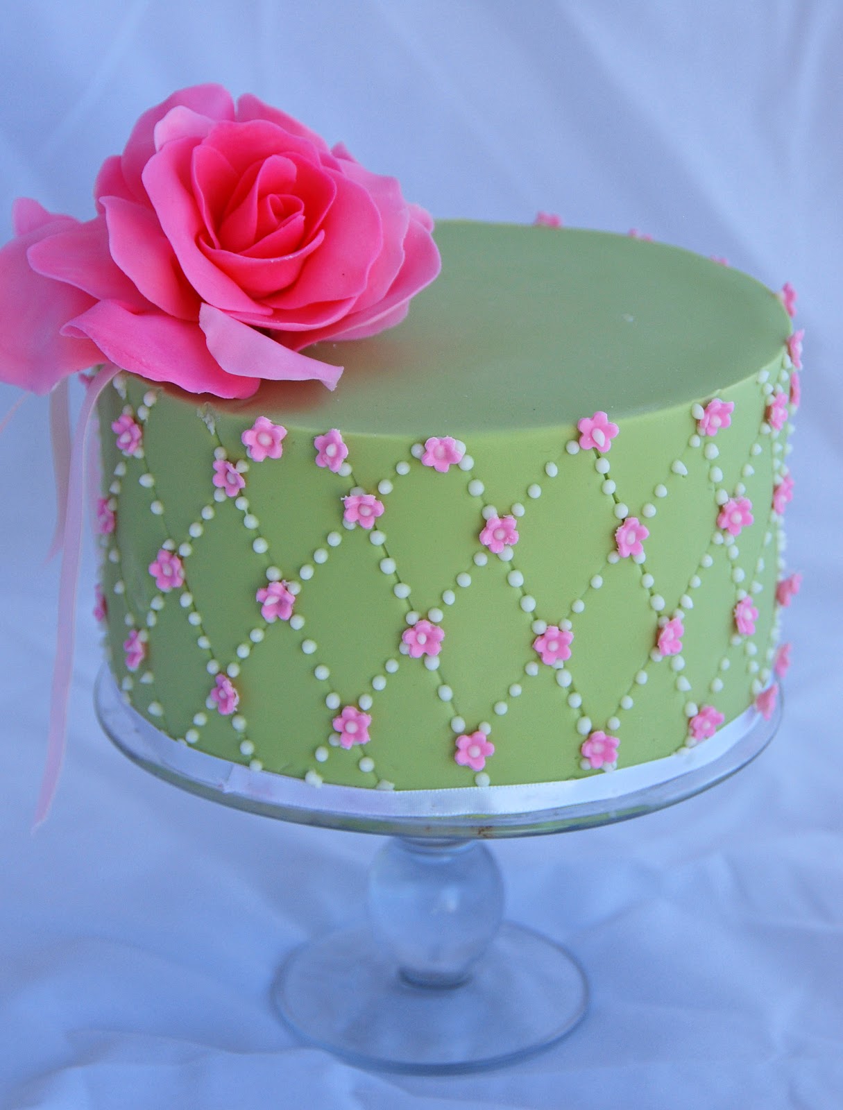 Pink and Green Birthday Cake