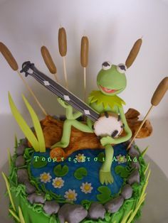 Rainbow Connection Kermit Cake