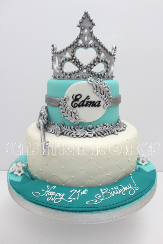 Royal Blue and Pink Birthday Cake