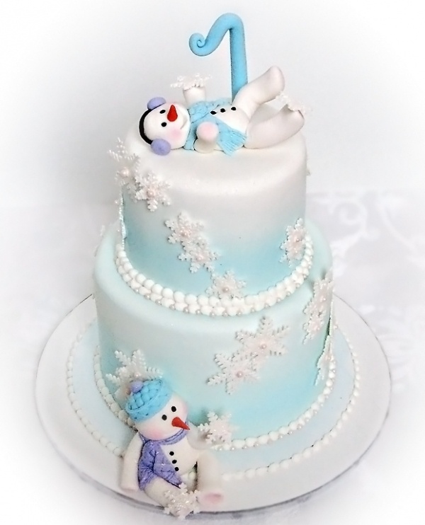 Snowman Winter Wonderland Birthday Cake