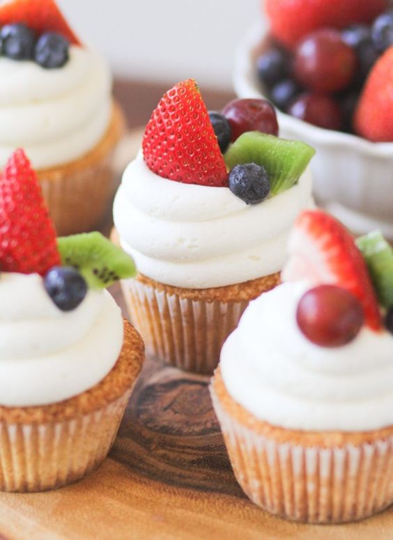 Sugar Cookie Fruit Cream Cheese Cupcakes