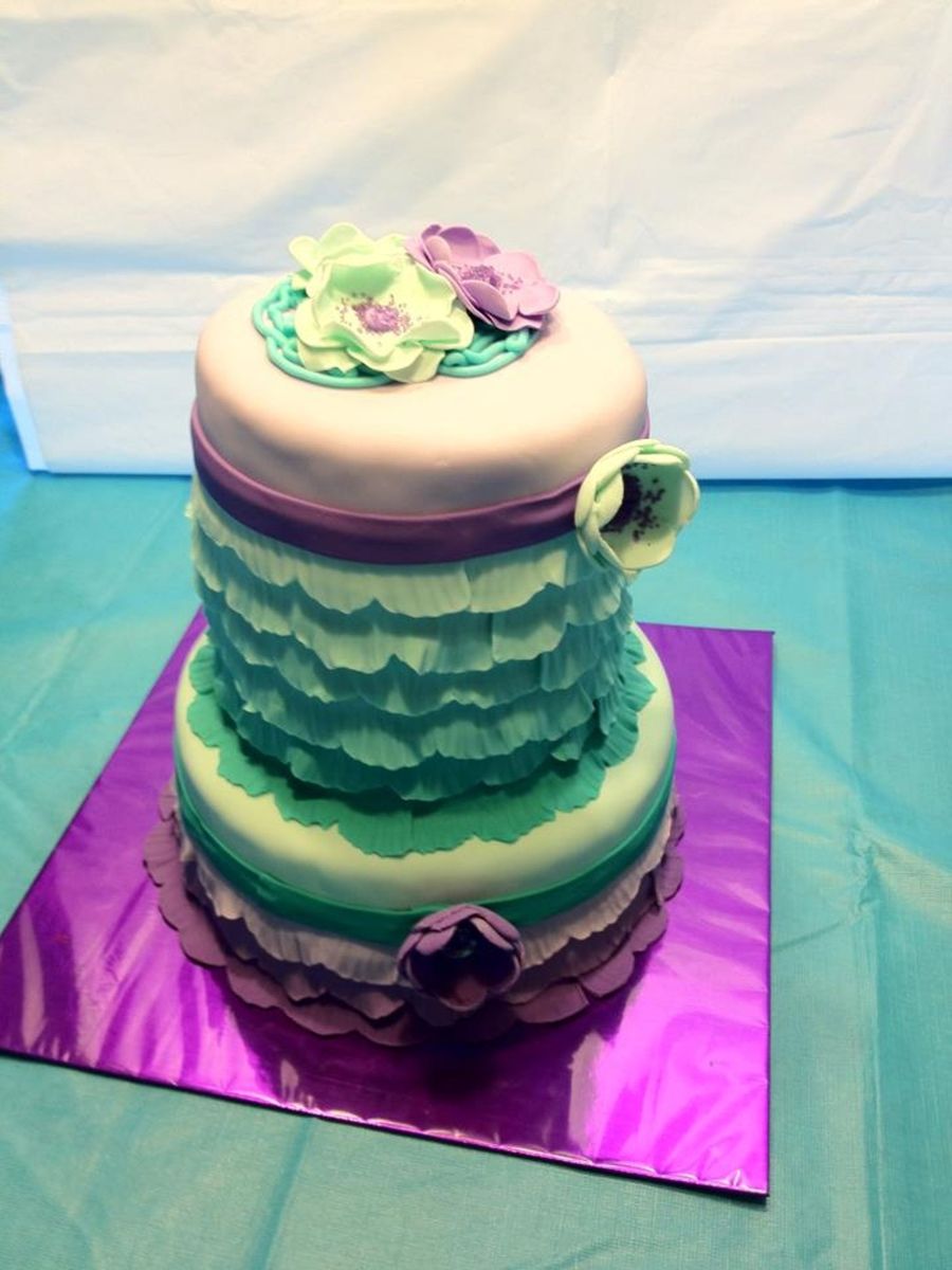 Teal Ombre Ruffle Cake Shutterstock