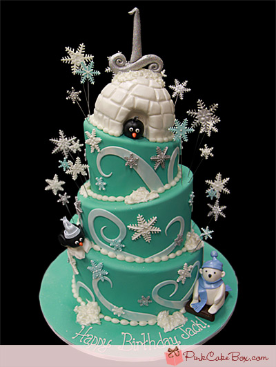 8 Photos of Winter Wonderland 1st Birthday Party Cakes