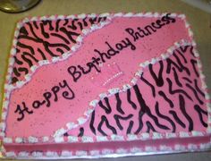 Zebra Print Birthday Sheet Cake