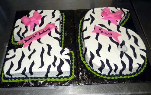 Zebra Print Sweet 16 Birthday Cake