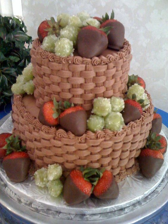 2 Tier Chocolate Cake with Strawberries