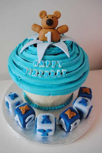 Boys First Birthday Giant Cupcake Cake