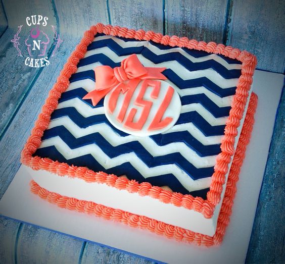 Chevron Monogram Birthday Cake