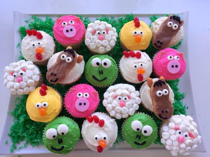 Farm Animal Cupcakes Birthday Party