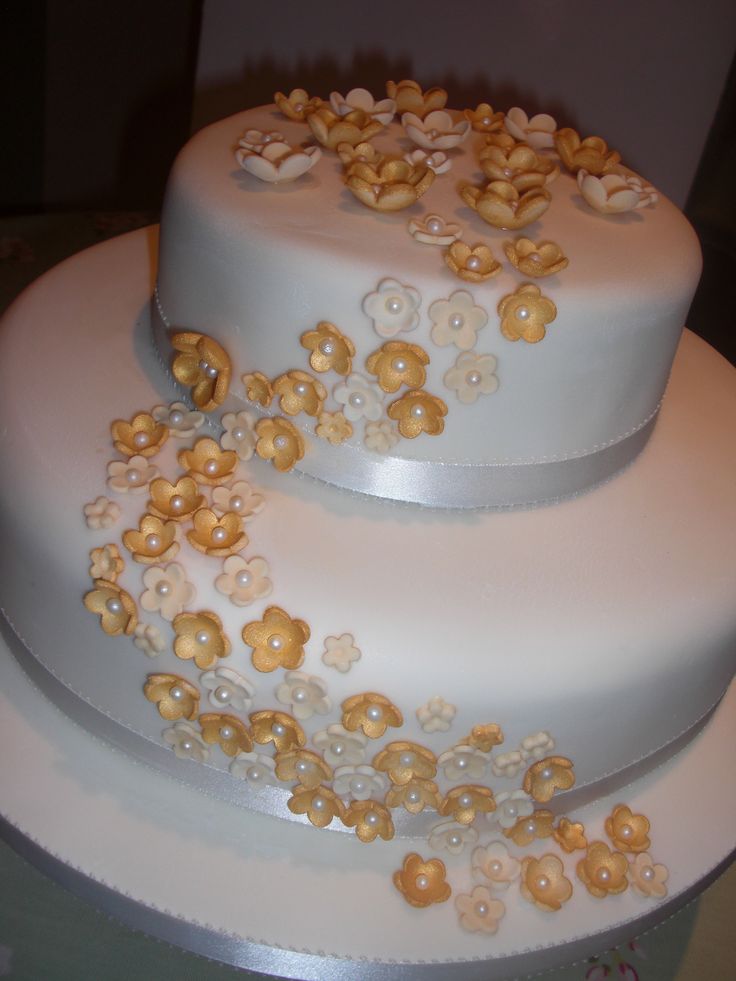 Golden Wedding Anniversary Cake