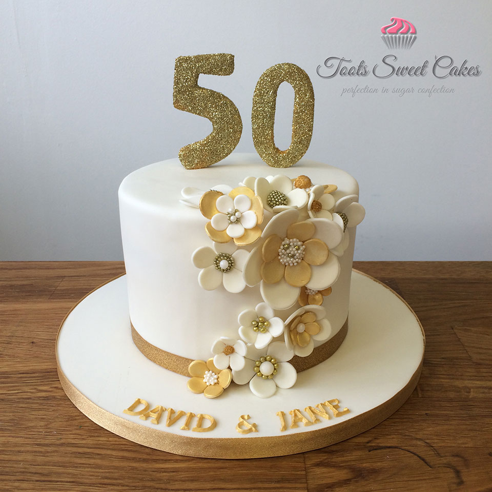 Golden Wedding Anniversary Cake