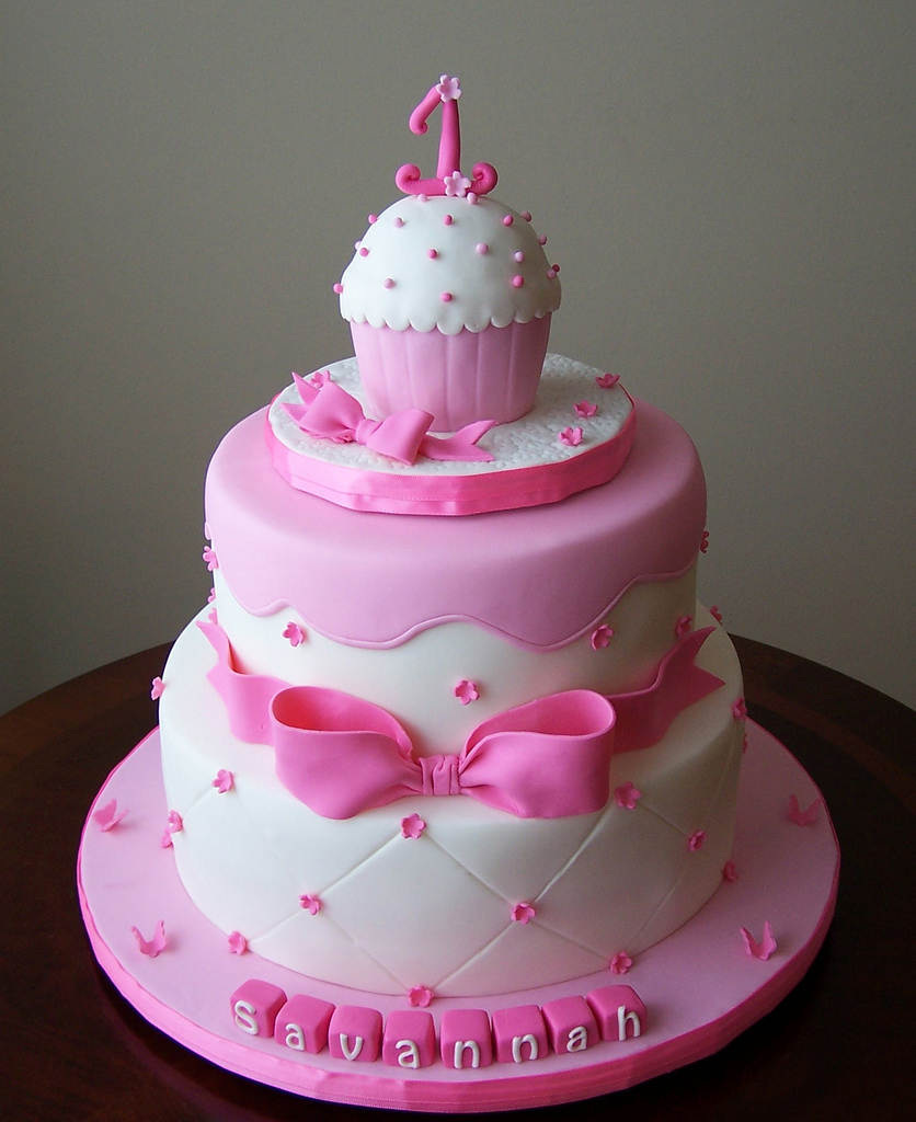 Pink 1st Birthday Cake