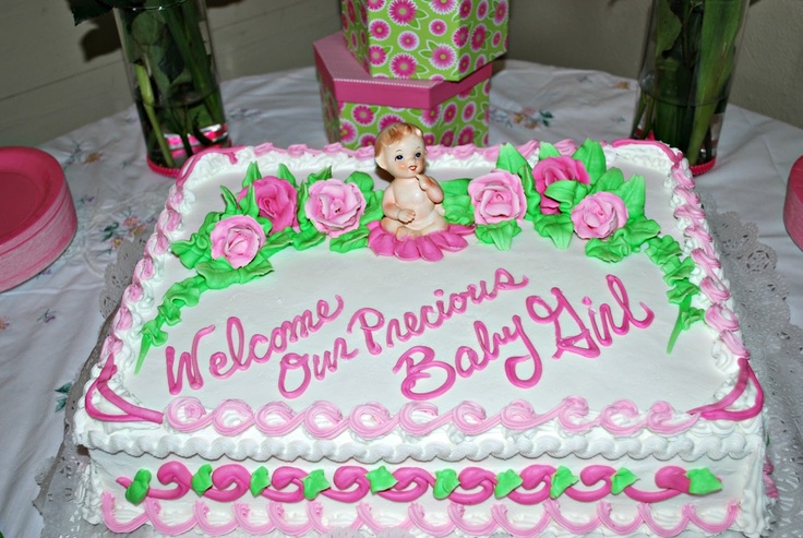 Pink and Green Baby Shower Sheet Cake