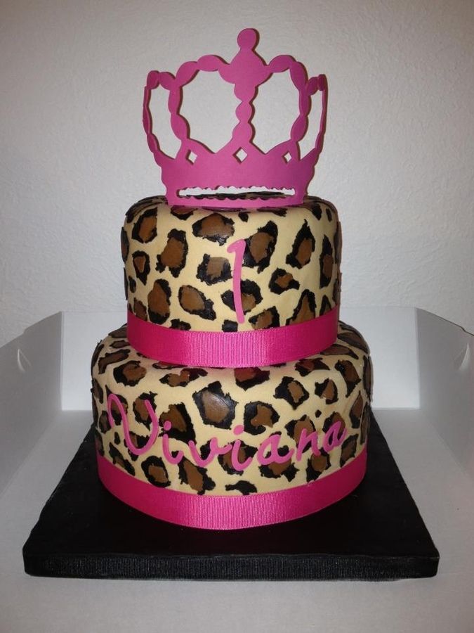 Pink Cheetah Print Birthday Cake