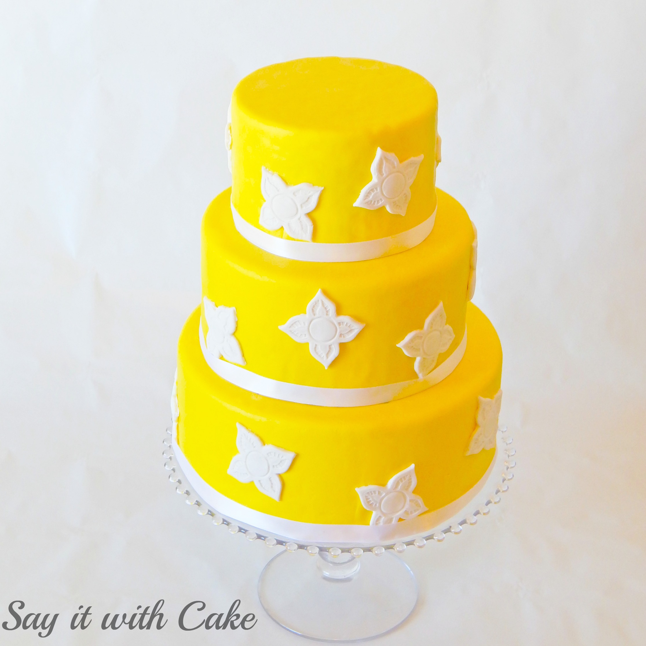 Yellow Fondant Birthday Cake