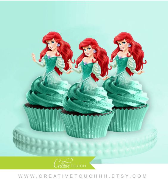 Ariel Little Mermaid Cupcake Toppers