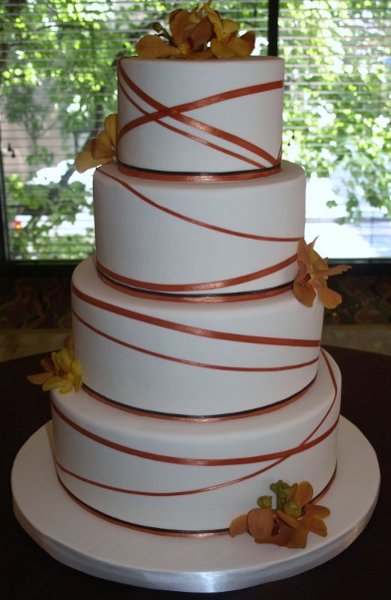 Brown and Burnt Orange Wedding Cakes