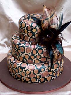 Red and Black Leopard Print Wedding Cake