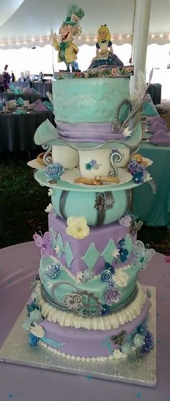 Steampunk Alice in Wonderland Wedding Cakes