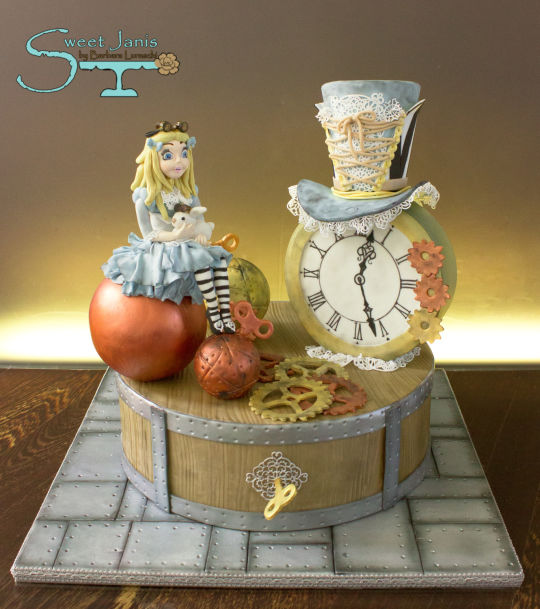 Steampunk Alice in Wonderland Wedding Cakes