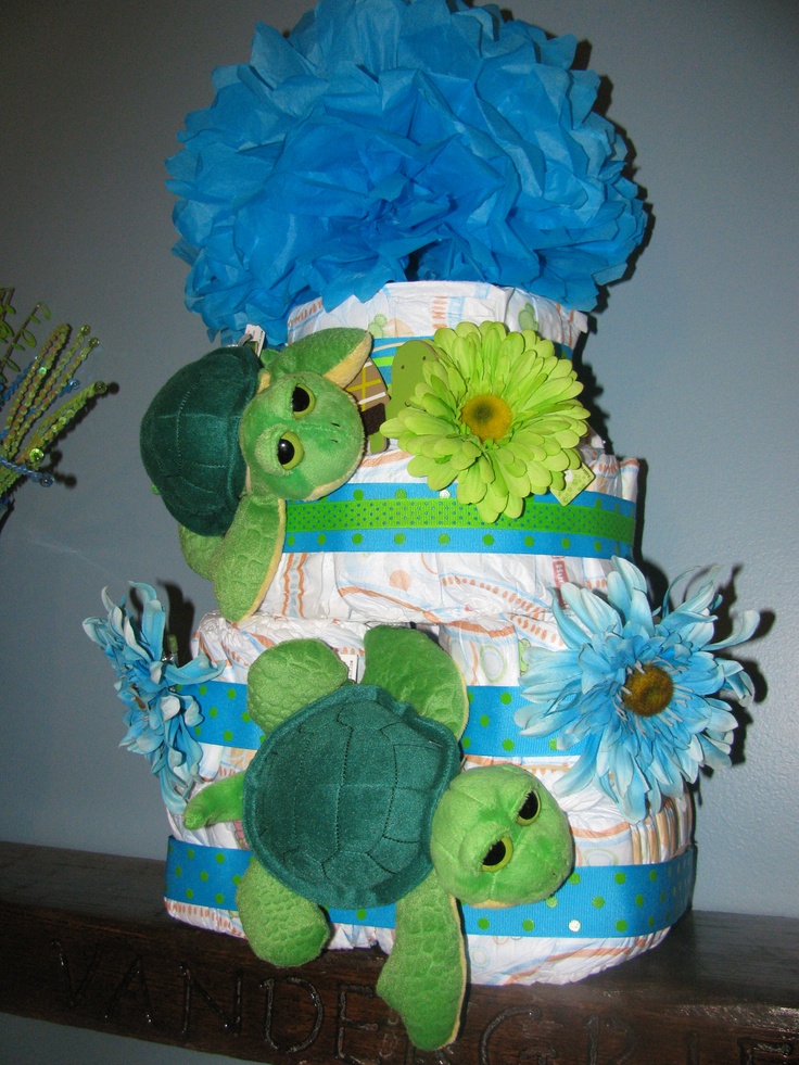 Turtle Baby Shower Diaper Cake