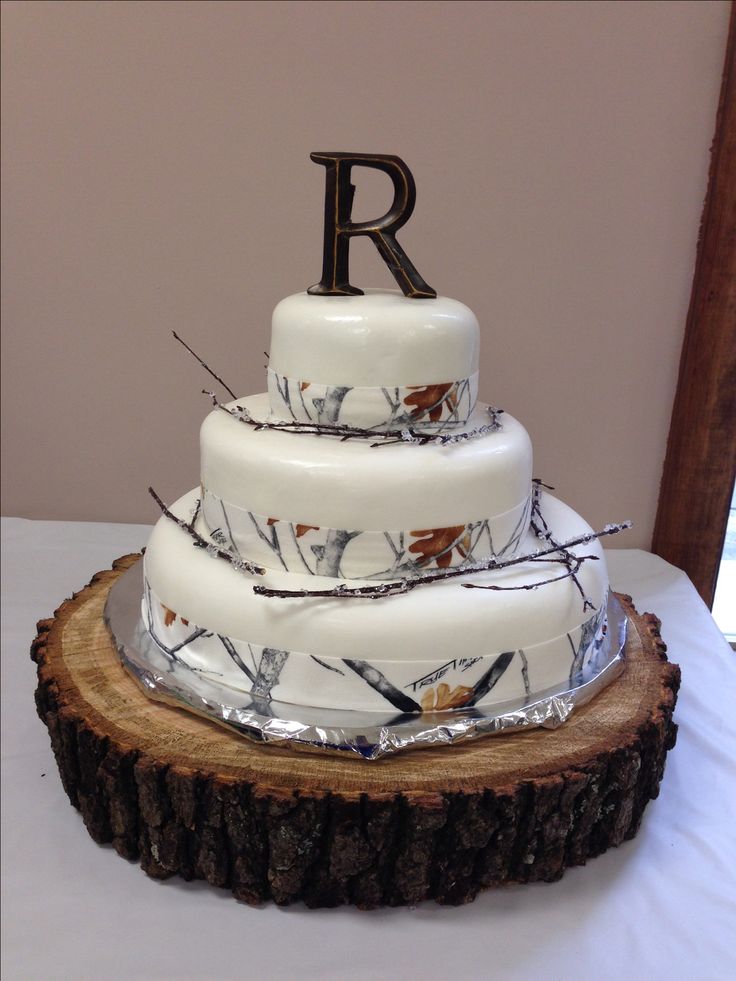 White Camo Wedding Cakes