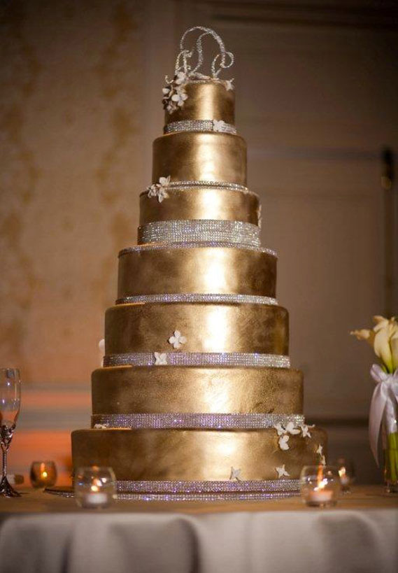 Gold and Bling Wedding Cake