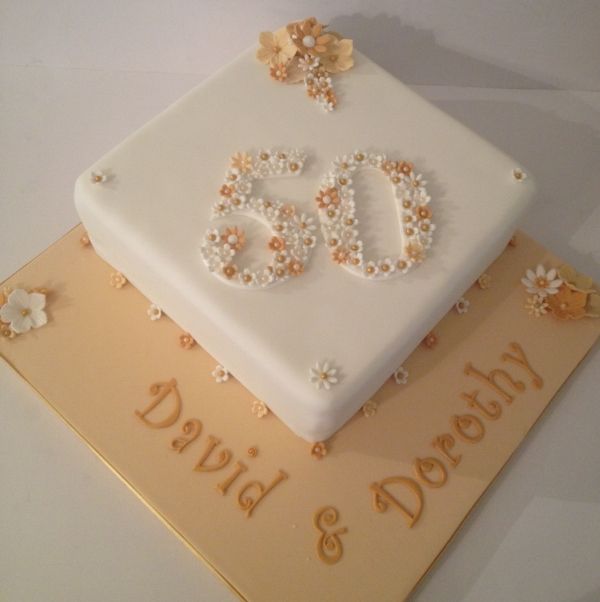 Golden Wedding Anniversary Cake