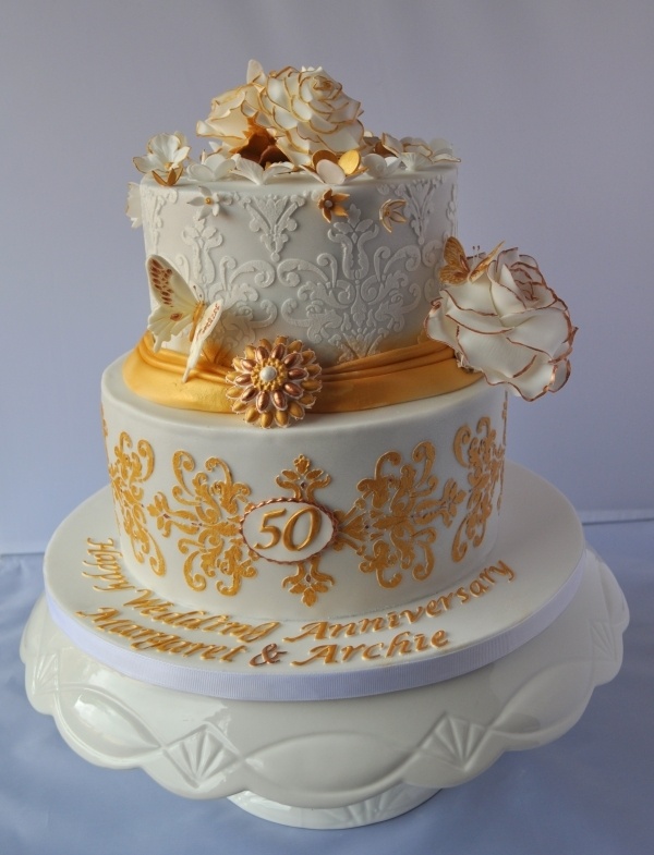 Golden Wedding Anniversary Cake