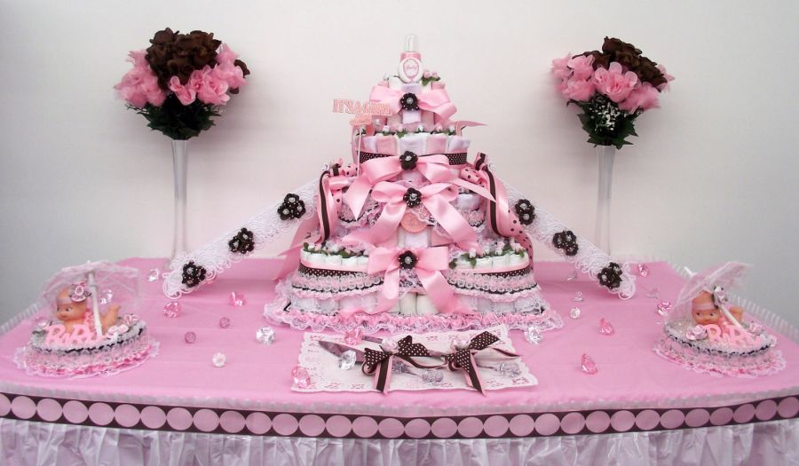 Pink and Brown Baby Shower Cake for Girl