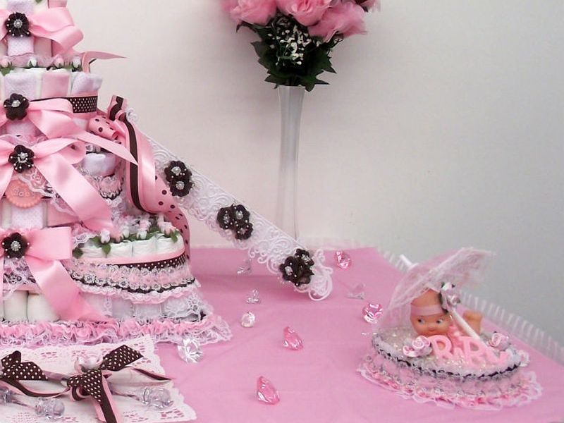 Pink and Brown Baby Shower Sheet Cake