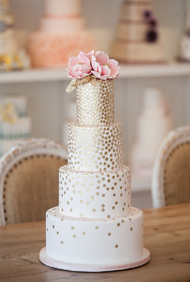 Pink and Gold Wedding Cake