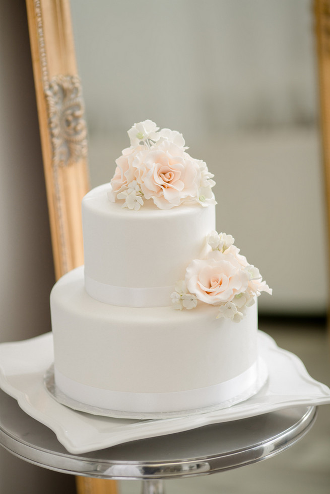 2 Tier White Wedding Cake