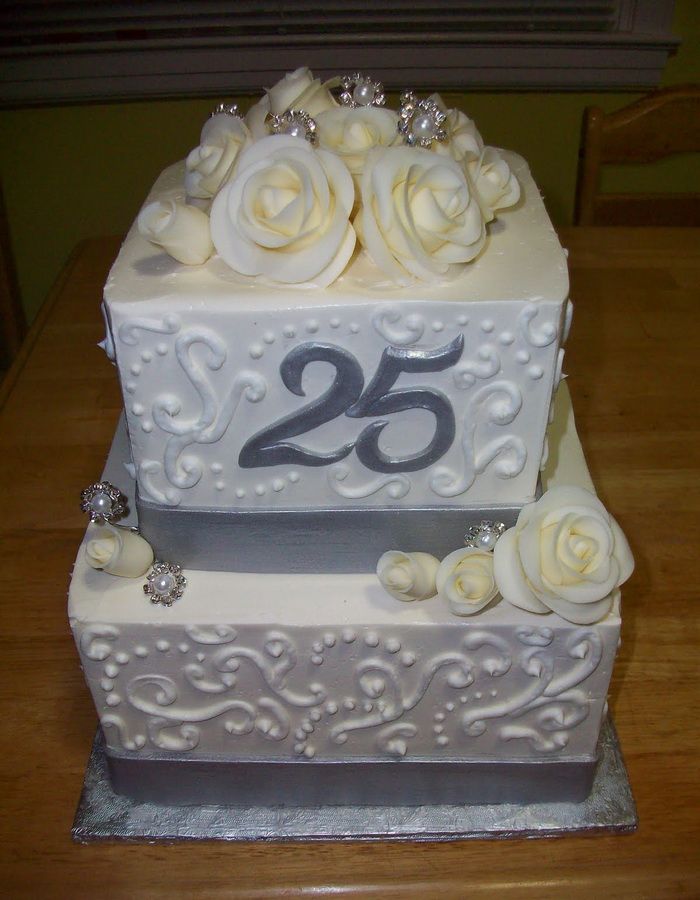 25th Wedding Anniversary Cake Designs