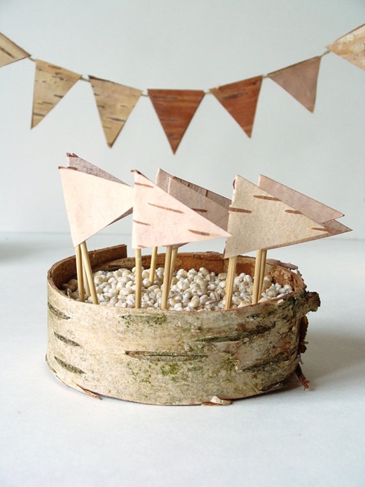 Birch Bark Wedding Cake Topper