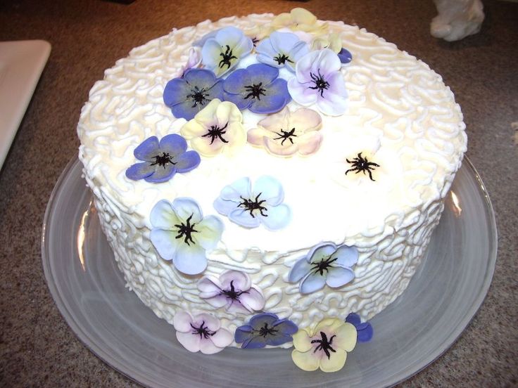 Birthday Cake with Pansies