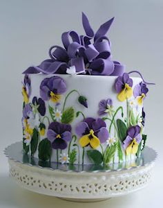 Birthday Cakes with Pansy Flowers