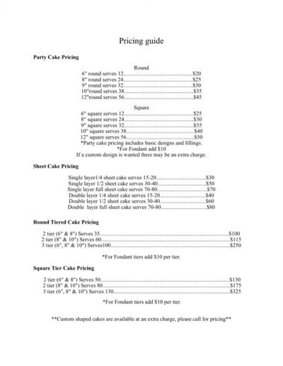 Cake Cupcake Pricing