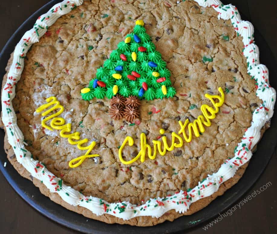 Christmas Chocolate Chip Cookie Cake