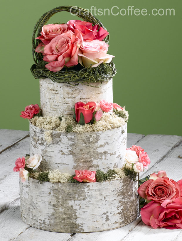 DIY Birch Bark Wedding Cake