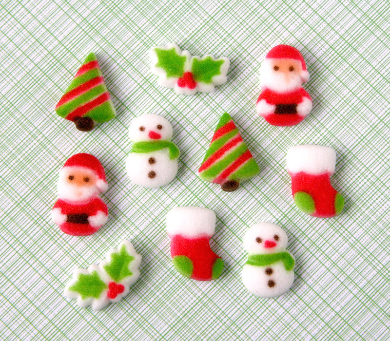 Edible Sugar Cupcake Decorations Christmas