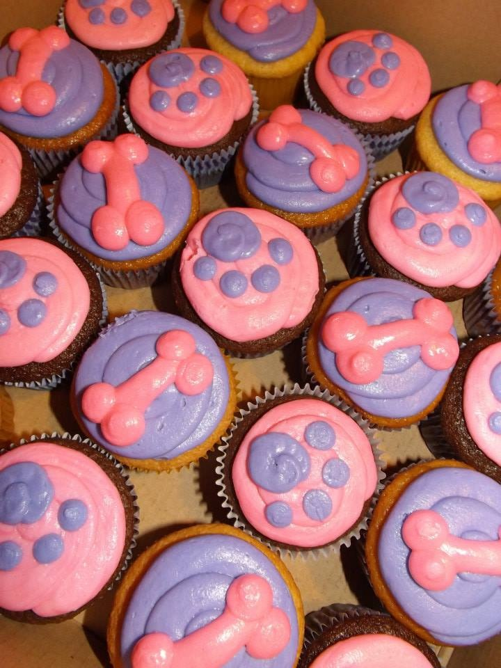 Paw Prints and Dog Bone Cupcakes