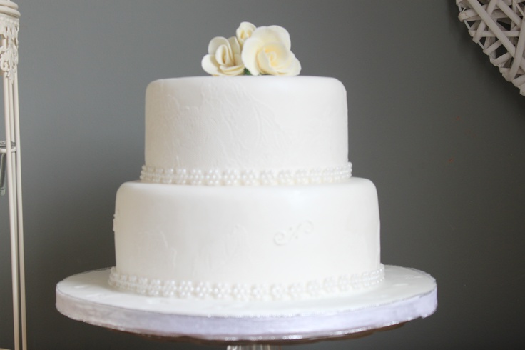 Simple Two Tier White Wedding Cake