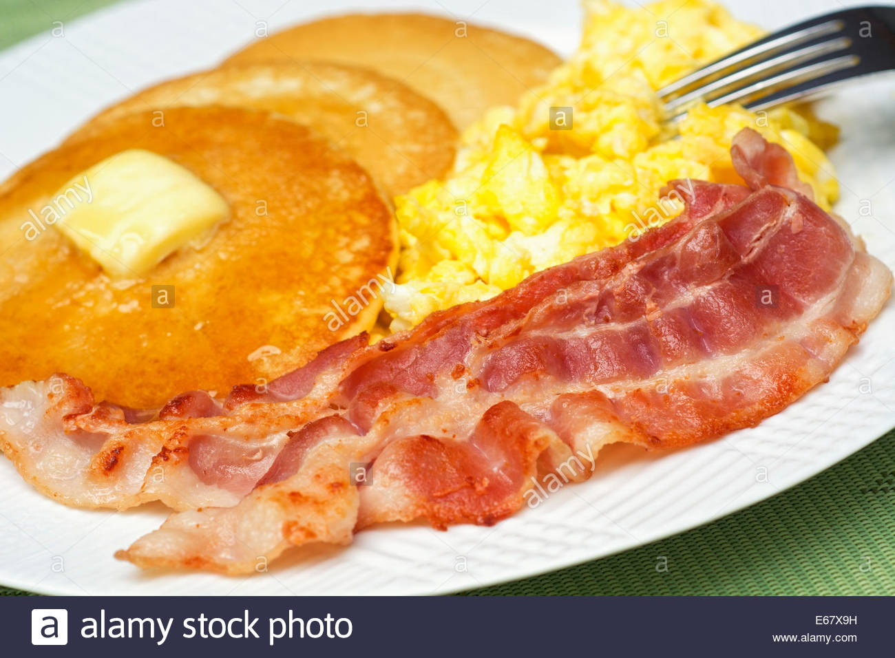 Breakfast Pancake Eggs and Bacon