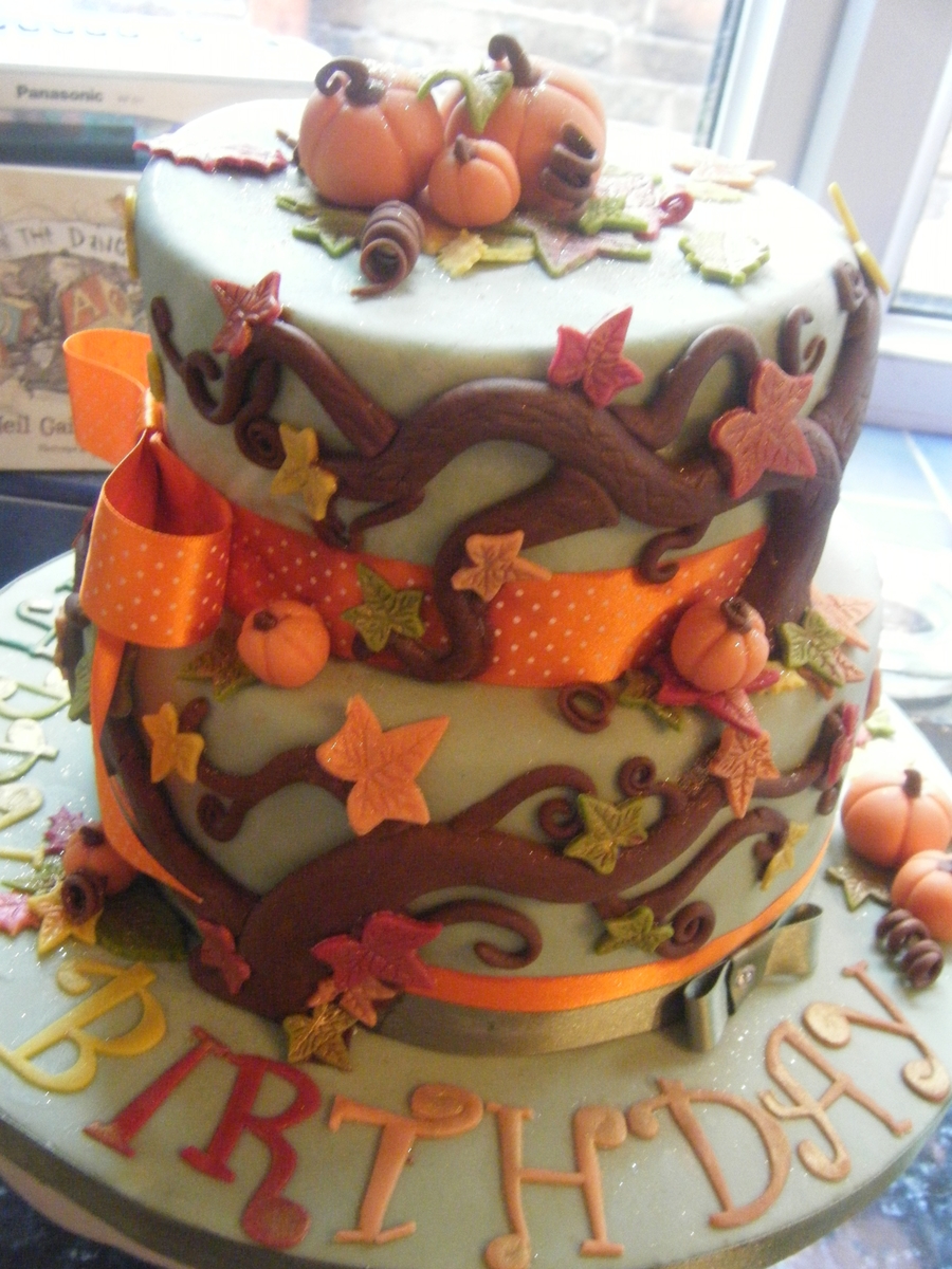 Fall Autumn Happy Birthday Cake