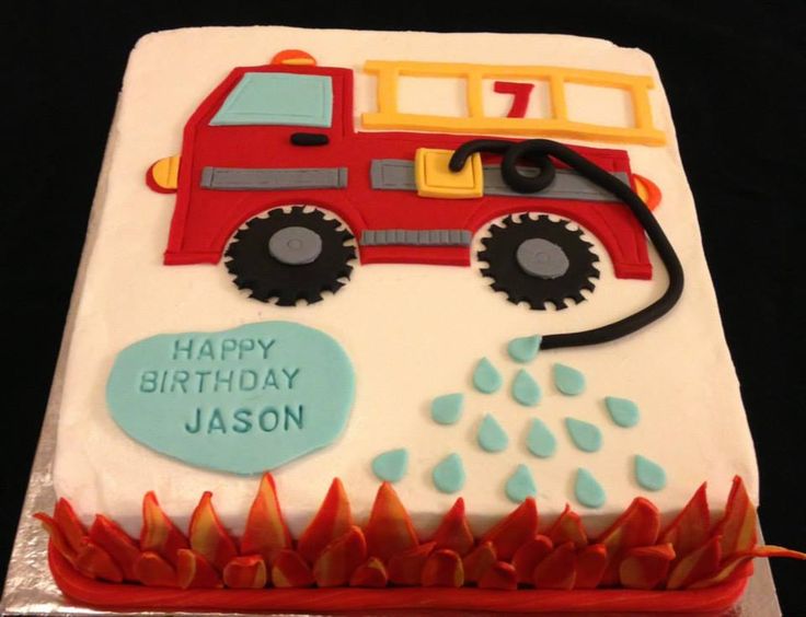 Fire Truck Sheet Cake