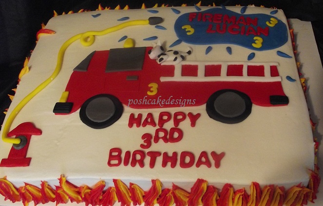 Fire Truck Sheet Cake