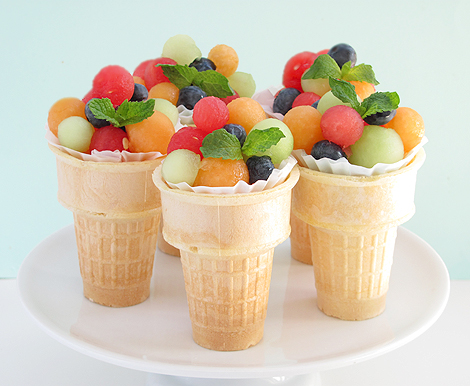 Fruit Salad Ice Cream Cones