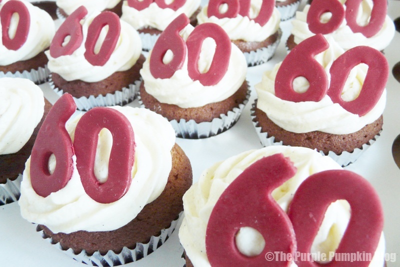 Red and White Birthday Cupcakes